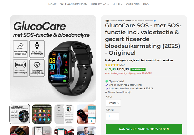 glucocare smartwatch voor diabetes